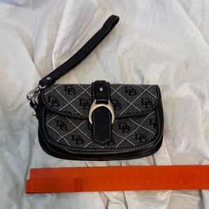 Dooney & Bourke Black and Gray Designer Wristlet